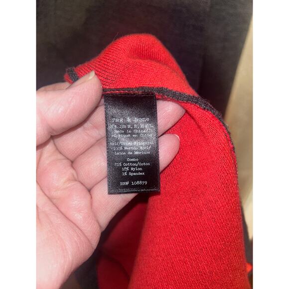 Rag & Bone Andee Sweater Dress Medium Gray Red Merino Wool Cotton Stretch Casual - Picture 12 of 13